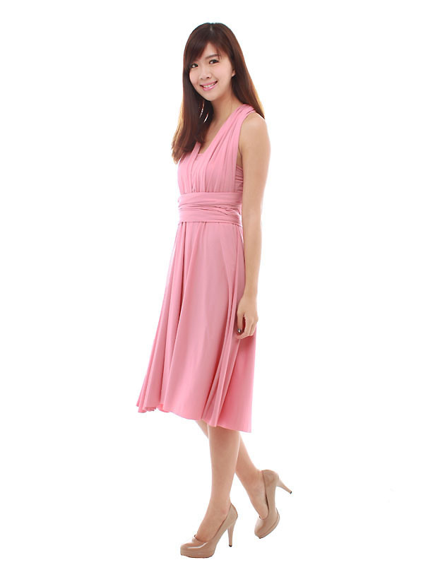 Cherie Convertible Classic Dress in Dusty Pink